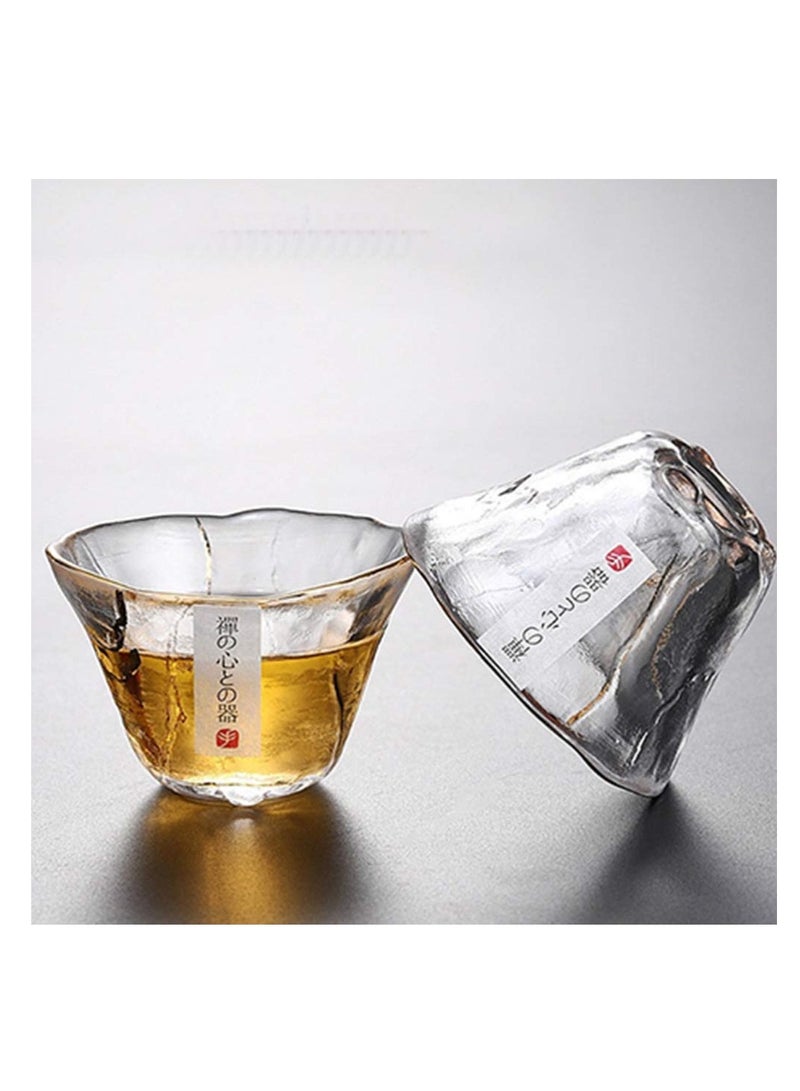 SYOSI Glass Sake Cups Heat Resistant Tea Cup Elegant Sake Shot Cups Serving Healthy and Transparent Glass Material Ideal for Cold Sake Tea Various Beverages Great for Parties and Weddings 4Pcs - Image 3