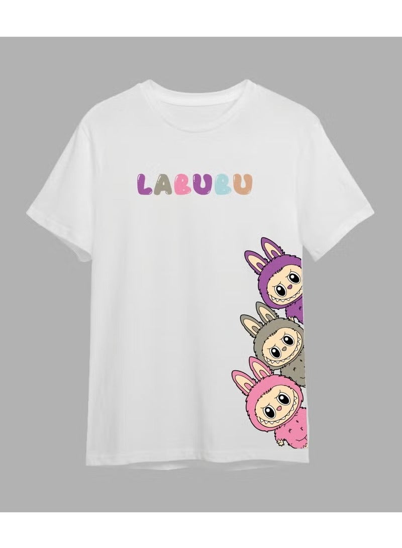 لابوبو تي شيرت LABUBU - ملابس كاجوال للجنسين بأكمام قصيرة، قميص قطني نقي لطيف وعصري باللون الأبيض - Image 2