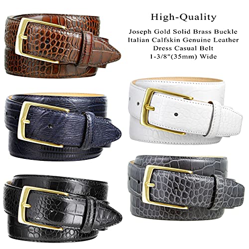 Belts.com Joseph Gold Buckle Men's Designer Leather Dress Belt 1-3/8" Wide (Alligator Black, 32) - Image 2