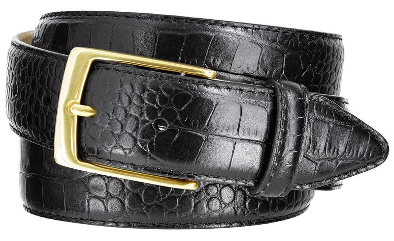 Belts.com Joseph Gold Buckle Men's Designer Leather Dress Belt 1-3/8" Wide (Alligator Black, 32) - Image 5
