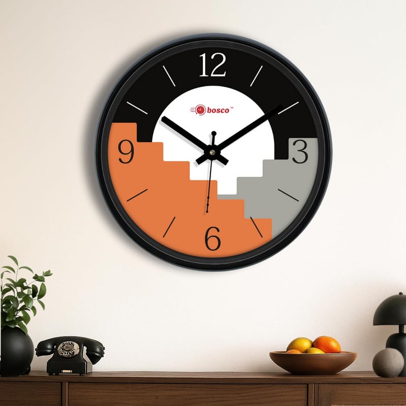 Bosco Decorative Non Ticking Silent, Black Elegant 30 CM, Modern Design Round Wall Clock for Home, Living Room, Bedroom, Office and Kitchen | BWC-1247 - Image 3