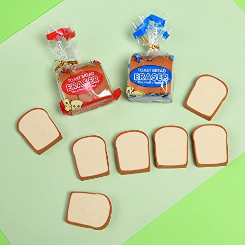 MGTECH Bread Shaped Erasers for Kids - 16Pcs Mini Novelty Toast Bread Erasers Cute Fun Food Pencil Erasers for School Classroom Rewards Party Favors - Image 4