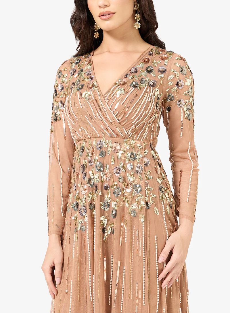 Frock and Frill Asymmetric Sequin Midi Dress for Women | Best Price Qatar