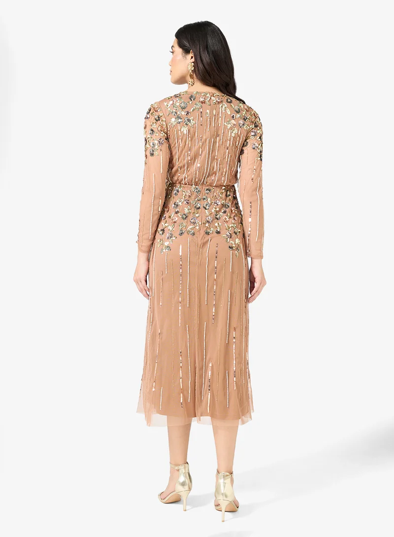 Frock and Frill Asymmetric Sequin Midi Dress