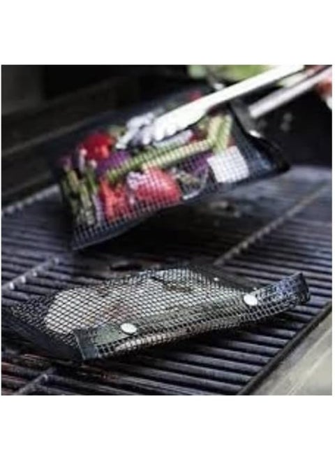 Set of 2 BBQ Mesh Grill Bags Barbecue Bag 40 * 27cm Reusable Grilling Pouches for Charcoal, Gas, Electric Grills for All Event