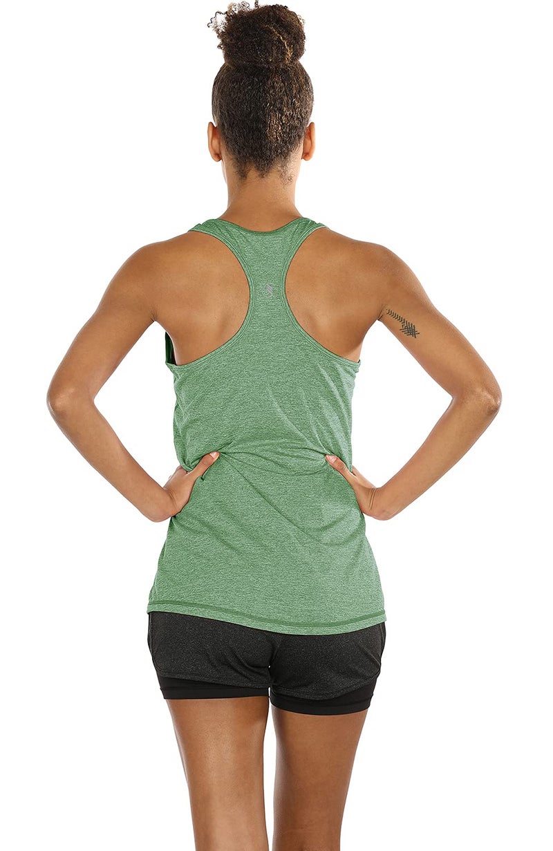 icyzone Workout Tank Tops for Women - Racerback Athletic Yoga Tops, Running Exercise Gym Shirts(Pack of 3)(M, Charcoal/Burgundy/Turf Green) - Image 4
