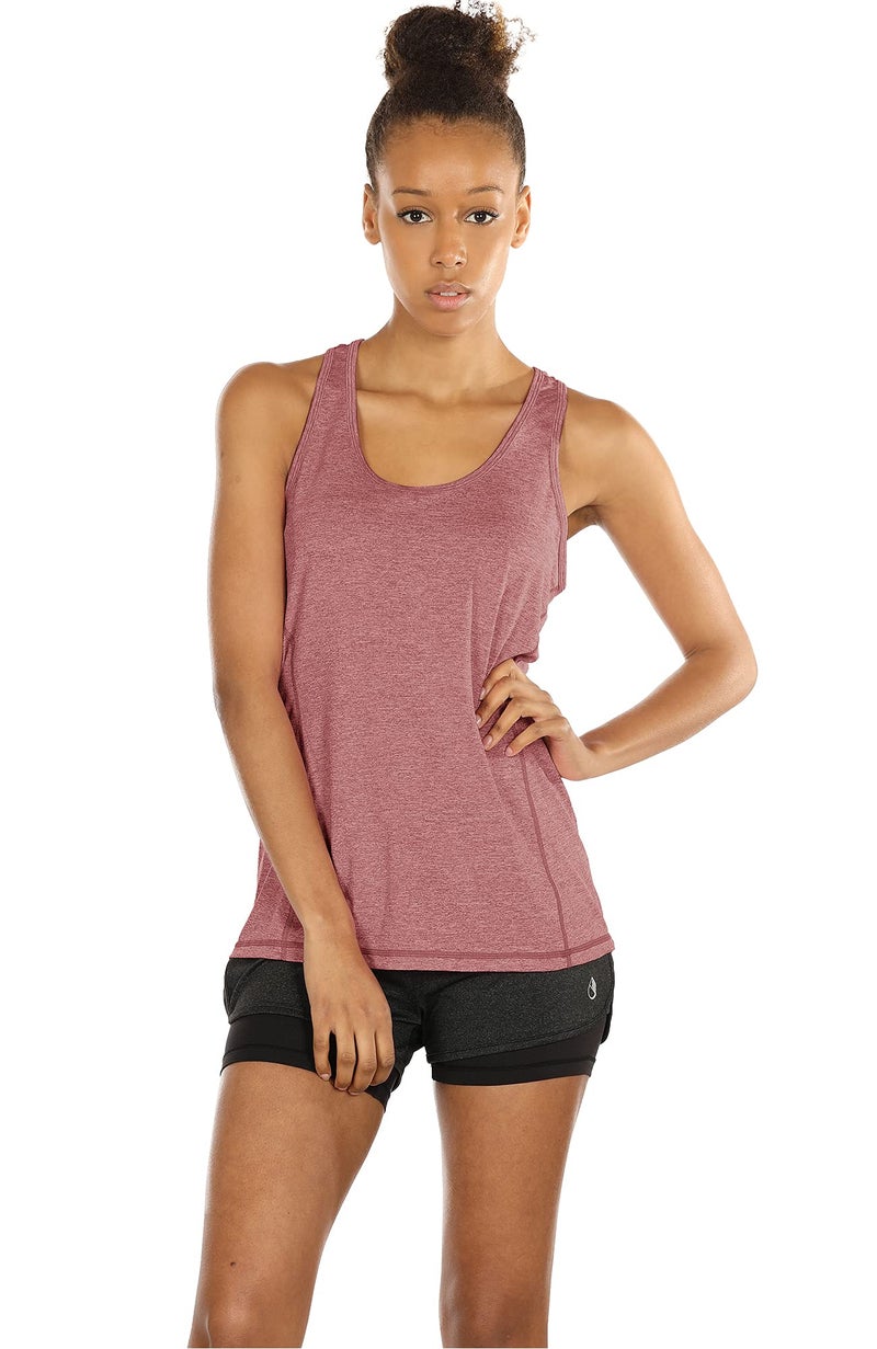icyzone Workout Tank Tops for Women - Racerback Athletic Yoga Tops, Running Exercise Gym Shirts(Pack of 3)(M, Charcoal/Burgundy/Turf Green) - Image 5