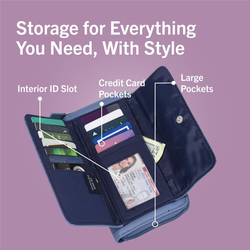 NAUTICA Nautica Womens - Bulk Cargo Vegan Leather RFID Wallet - Fashionable Zip Around Large Clutch with Phone Case and Multi-Card Organizer (Earth)  - Image 3