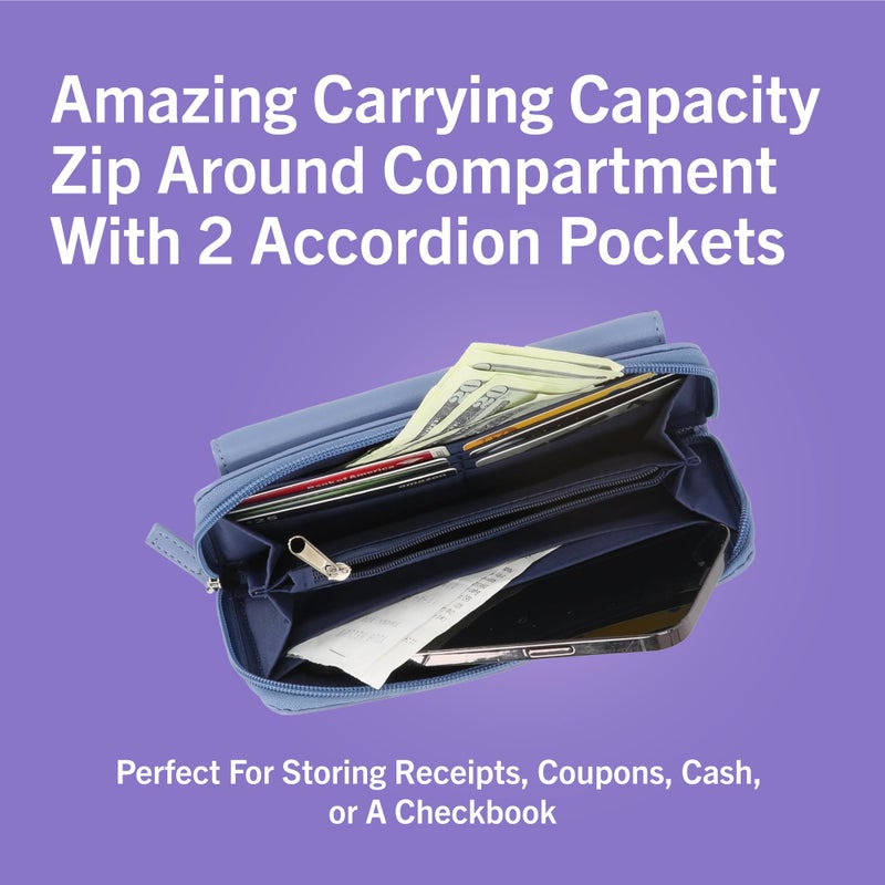 NAUTICA Nautica Womens - Bulk Cargo Vegan Leather RFID Wallet - Fashionable Zip Around Large Clutch with Phone Case and Multi-Card Organizer (Earth)  - Image 4