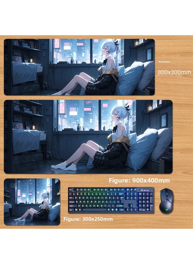 Unlocked Genshin Impact Mouse Pad Extra Large Animation Kamisato Ayaka Thunder General Two-Dimensional Keyboard Computer Game-Color:60x30cm Thickness 3mm-Pattern:YS24  - Image 1