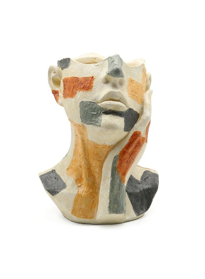 Lukitas Colorful Abstract Face Planter - Faux Sandstone Decorative Vase for Plants, Modern Art Flower Pot for Living Room, Patio or Office, Handcrafted Artistic Accent, Resin 10.5'' - Image 1