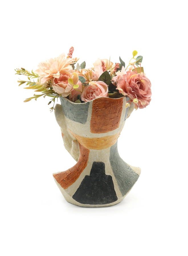 Lukitas Colorful Abstract Face Planter - Faux Sandstone Decorative Vase for Plants, Modern Art Flower Pot for Living Room, Patio or Office, Handcrafted Artistic Accent, Resin 10.5'' - Image 5