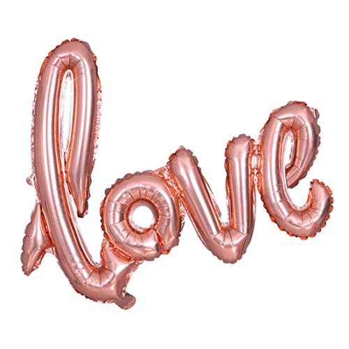 SOI Cursive Love Shape Rose Gold Mylar Letter Balloon with 70 HD Latex Red Metallic Balloons with (Glue Dot tape) for Birthday, Wedding, Valentine's Day, Engagement Party Decorations - Image 2