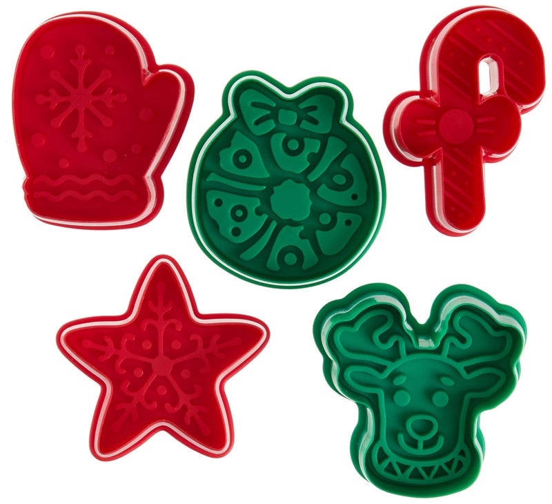 RM RM Christmas Pastry  Cookie Stamper Set Mitten Wreath Snowflake Reindeer Star Candy cane 275 Inches