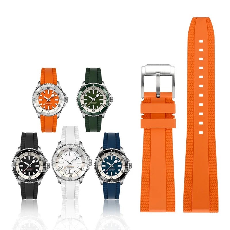 Bluejw New Design Luxury FKM Rubber Watch Strap for Breitling Superocean Heritage Series – Premium Fluororubber Replacement Band - Image 3