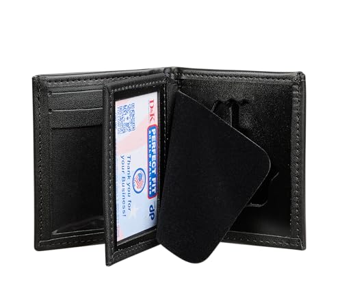 Perfect Fit Shield Wallets Hidden Badge Bifold Wallet Blackinton B96 Fire Department Badge and ID Case Hidden Badge Wallet Cutout 496 Black Leather - Image 3