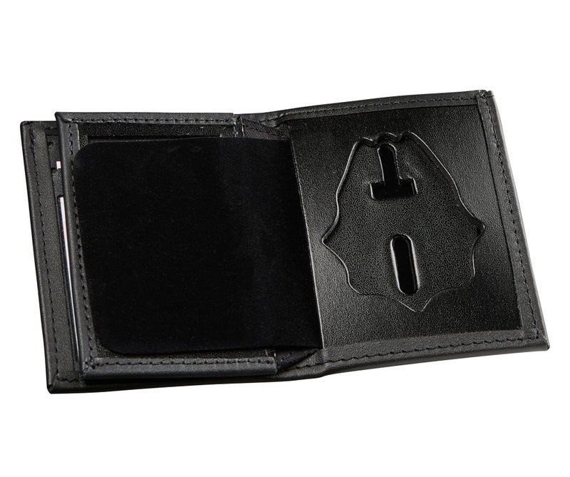 Perfect Fit Shield Wallets Hidden Badge Bifold Wallet Blackinton B96 Fire Department Badge and ID Case Hidden Badge Wallet Cutout 496 Black Leather - Image 2