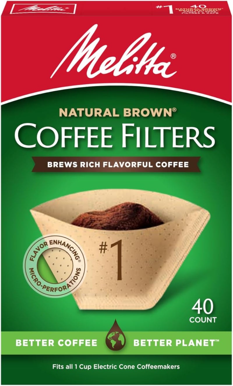 Melitta Melitta 1 Cone Coffee Filters Unbleached Natural Brown 40 Count Pack of 12 480 Total Filters Count  Packaging May Vary - Image 1