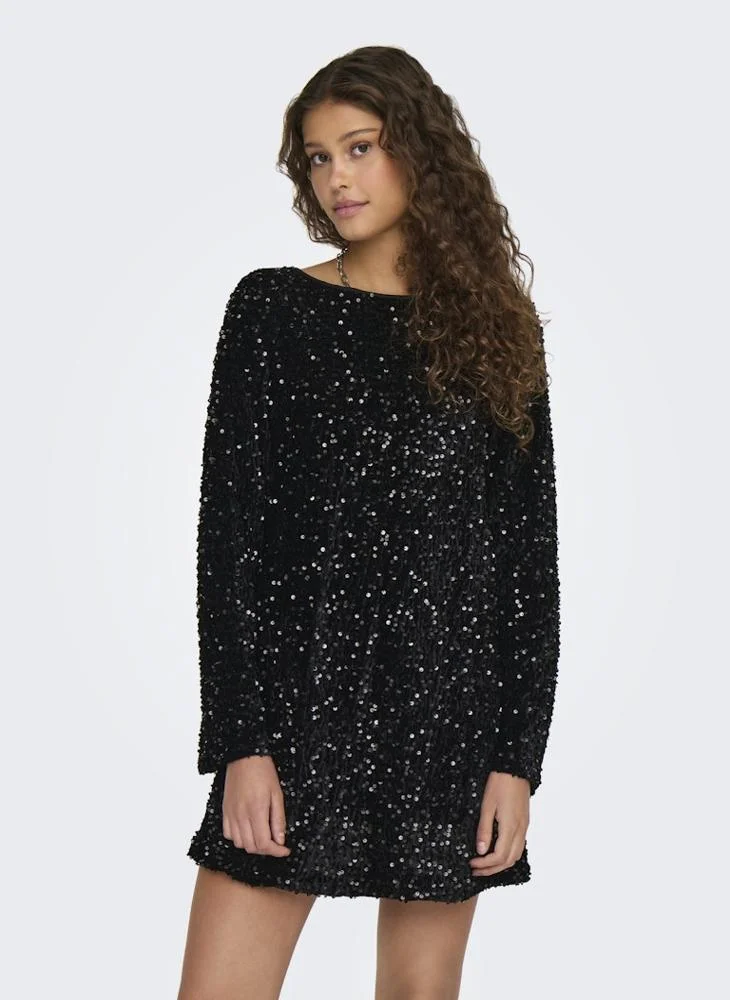 اونلي Sequins Ls Bow Dress