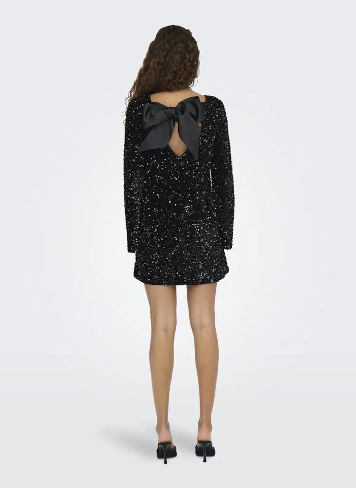 اونلي Sequins Ls Bow Dress