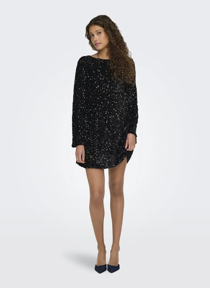 ONLY Sequins Ls Bow Dress