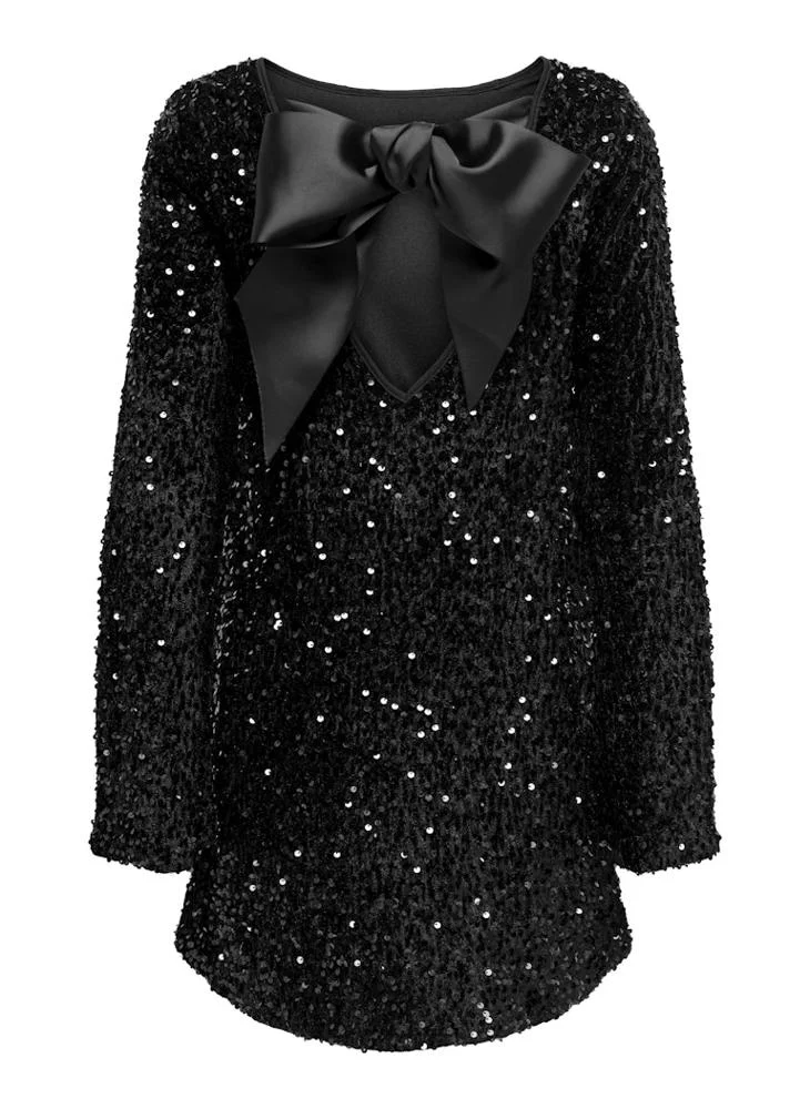 ONLY Sequins Ls Bow Dress