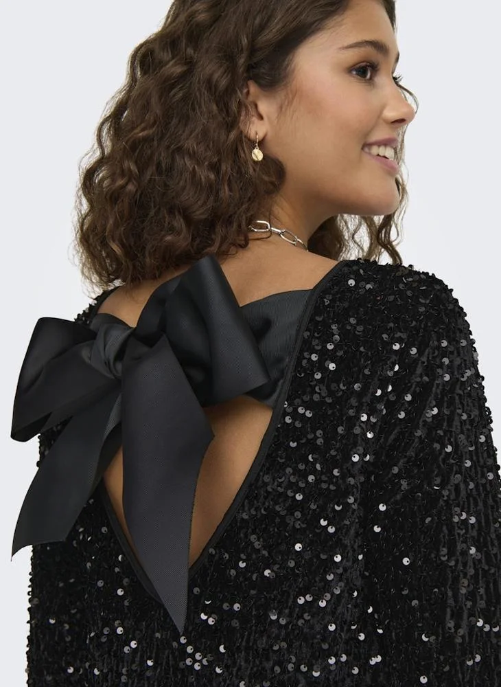 ONLY Sequins Ls Bow Dress