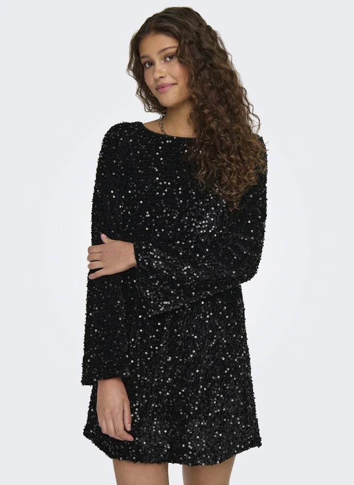ONLY Sequins Ls Bow Dress