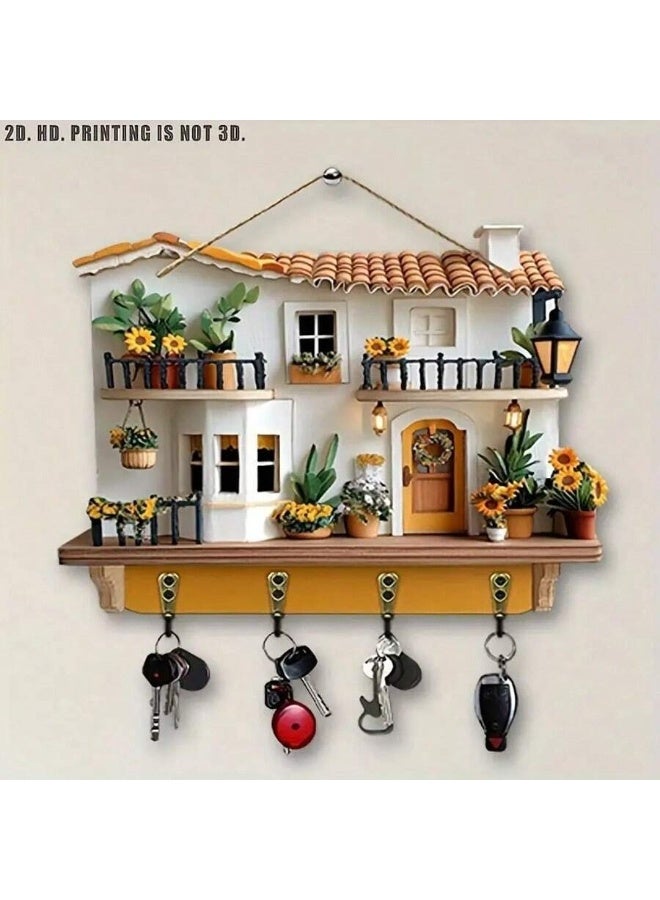 علاقة مفاتيح جدارية ديكورية – تصميم منزل مصغر مع علاقات - Image 1