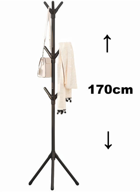 Easy to assemble 170cm Coat Rack Sturdy Metal Coat Rack Stand, Free Standing Tree Hanger with 4 Sections & 9 Hooks, for Home/Bedroom/Office/Hallway/Entry