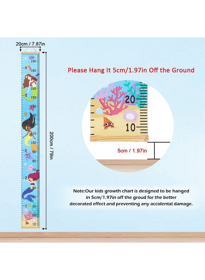 Hifot Kids Growth Chart Height Measuring Chart Mermaid Canvas Wall Hanging Rulers For Baby Children Girls Bedroom Decor 74.8''* 7.87'' - Image 3