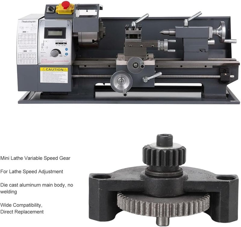 0618 Mini Lathe Die Cast Aluminum Spindle Gear Replacement Variable Speed - Image 3