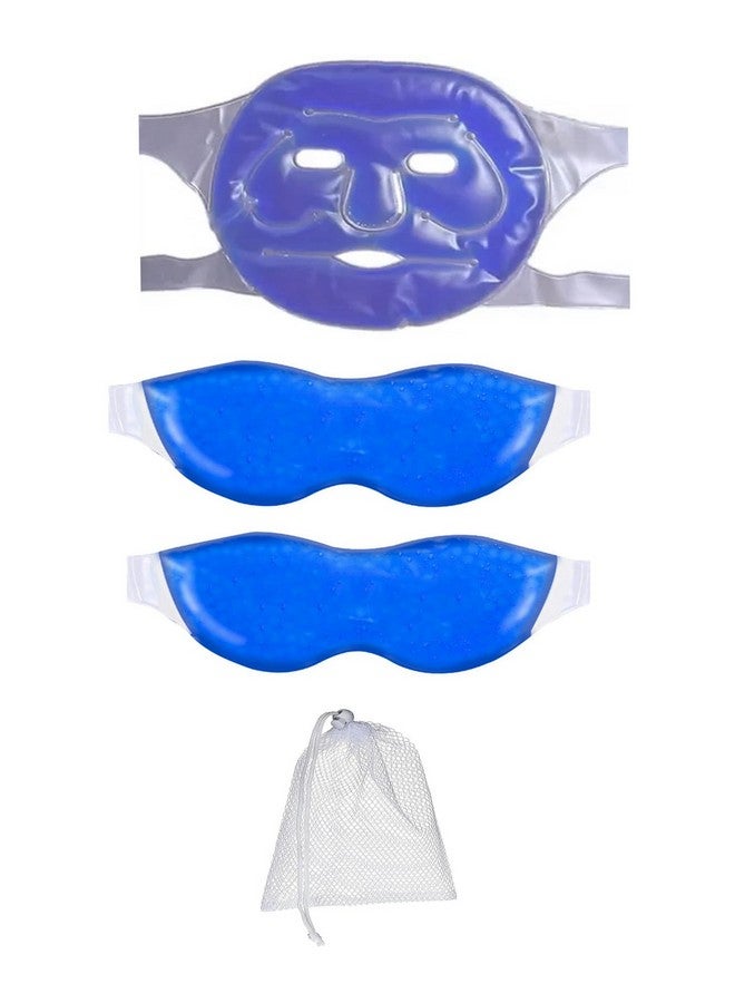 EcommerceHubÂ® Cold Cooling Gel Face Mask 1PC with Eye Mask 2PCs, Safe Gel Technology Complete Eye, Under Eye and Face Ice Pack Set, Face Eye Masks for Dark Circles and Puffiness with Storage Bagâ¦ - Image 1