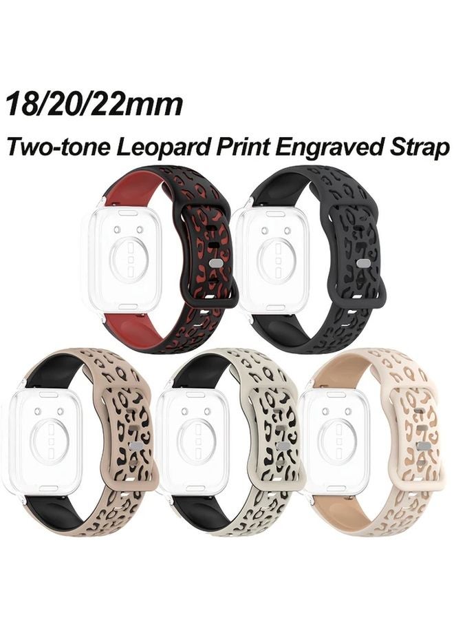 Black Red Silicone Leopard Pattern Watch Band 22mm Sport Strap for Amazfit GTR Huawei Xiaomi - Image 2