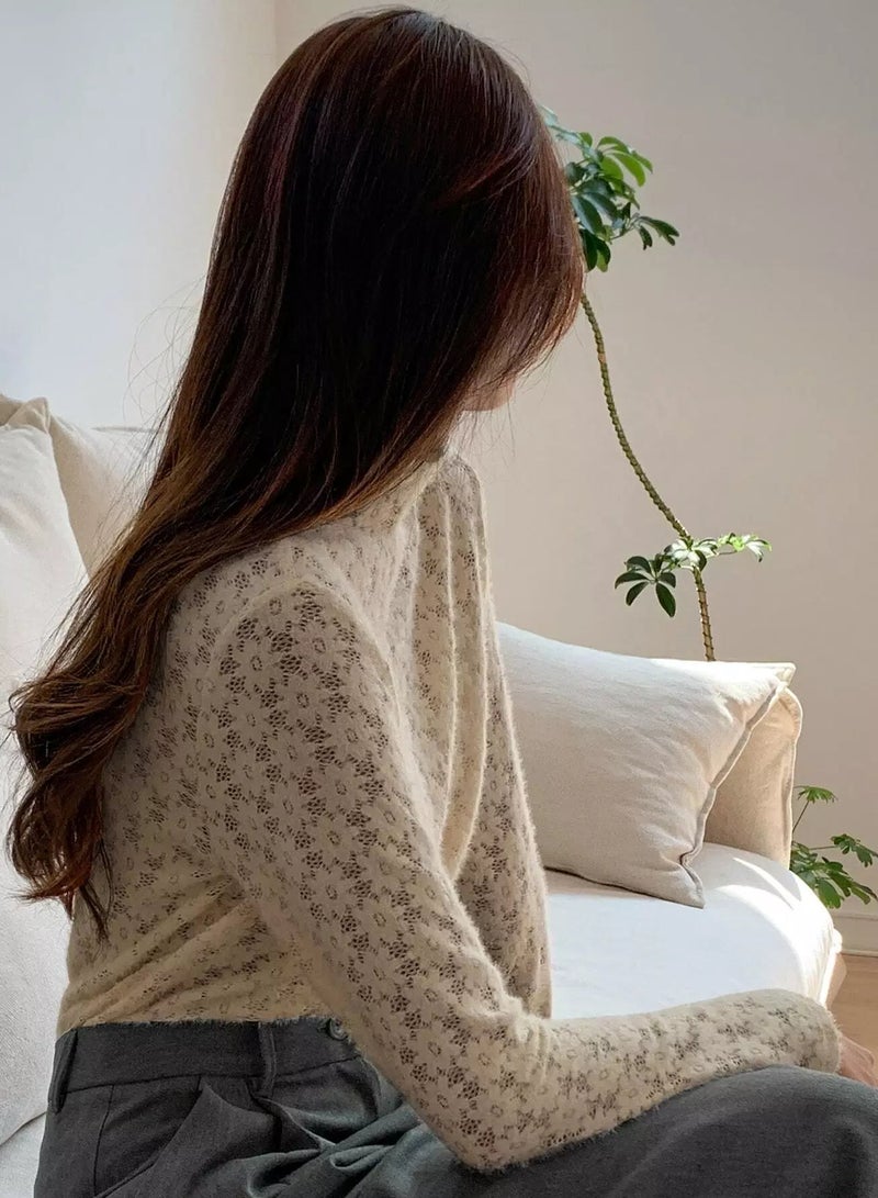 High Neck Solid Lace Tee  - Image 5