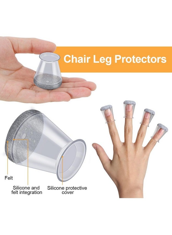 OASMU 32 Pcs Chair Leg Floor Protectors,Bar stools Leg Protectors Caps,Dining Room Chair Leg Protectors for Hardwood Floors, Chair Leg Covers Silicone Felt Furniture Pads (Extra Small fit: 0.5'' - 0.89'') - Image 2