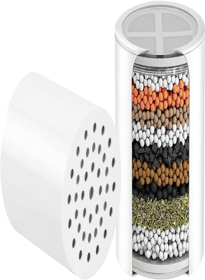 AOERUOW 2-Pack Replacement Shower Filter Cartridge Compatible with New Wave Enviro High Pressure Filtered Shower Heads,Water Softener Filter for Hard Water Reduce Chlorine and Harmful Substances - Image 1
