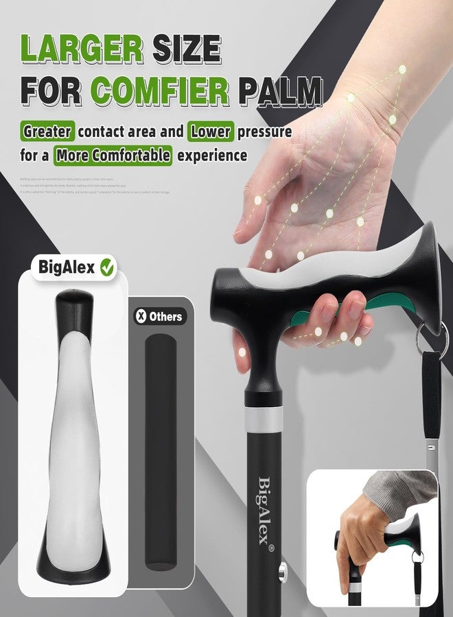 BigAlex Lightweight Collapsible Walking Cane with Soft Comfortable TPR Handle for Seniors and Elderly Adults, Larger Handle for Comfort, Adjustable Support Stick, Portable Travel Aid for Men & Women - Image 3
