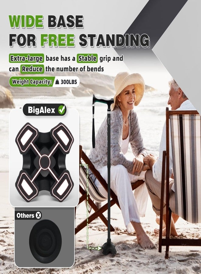 BigAlex Lightweight Collapsible Walking Cane with Soft Comfortable TPR Handle for Seniors and Elderly Adults, Larger Handle for Comfort, Adjustable Support Stick, Portable Travel Aid for Men & Women - Image 4