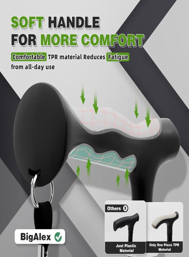 BigAlex Lightweight Collapsible Walking Cane with Soft Comfortable TPR Handle for Seniors and Elderly Adults, Larger Handle for Comfort, Adjustable Support Stick, Portable Travel Aid for Men & Women - Image 2