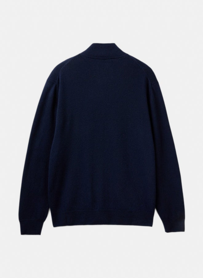 بينيتون كارديجان رجالي بسحاب من صوف ميرينو خام - Image 3