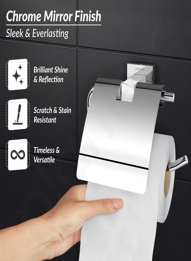 Plantex 304 Grade Stainless Steel Tissue Paper Holder/Toilet Paper Roll Holder/Toilet Paper Holder for Bathroom Accessories - Splash (Chrome) - Image 4