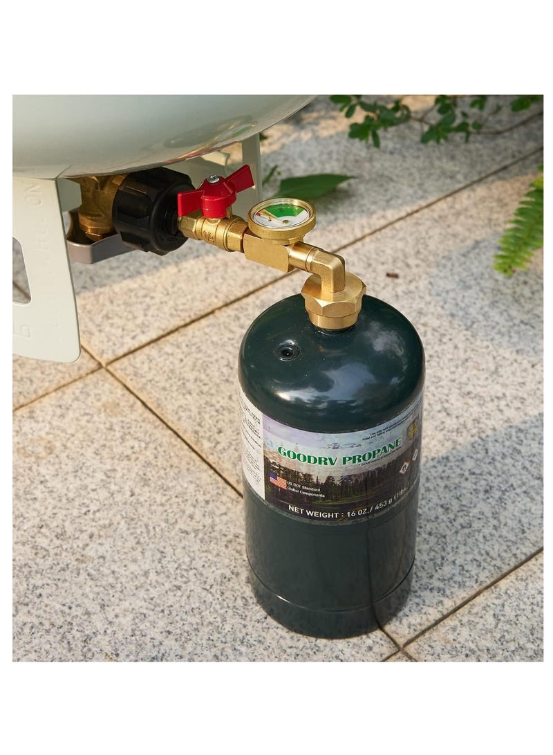 KASTWAVE Propane Refill Adapter with Valve and Gauge, Easily Fill 1lb Bottles from 20lb Tank - Compatible with QCC1/Type1 Propane Tanks and Disposable 1lb Cylinders - Safe Propane Bottle Connector - Image 5