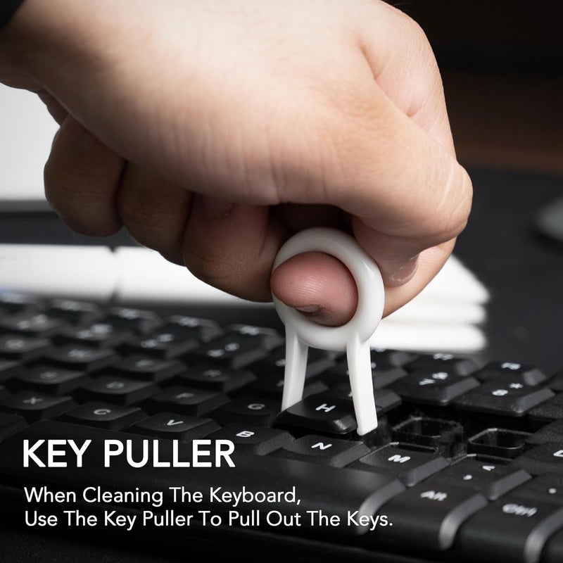 Capes أداة تنظيف متعددة الاستخدامات 5 في 1 مجموعة أدوات تنظيف للأجهزة المحمولة، اللابتوب، الكمبيوتر، ماك بوك، الكمبيوتر المكتبي، سماعات الأذن، آير بودز، منظف الأجهزة الإلكترونية، مجموعة تنظيف لوحة المفاتيح - أبيض - Image 4