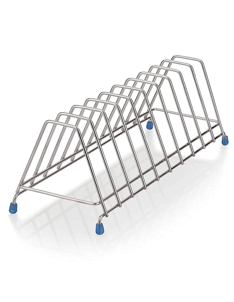 PUNO Stainless Steel Thali Rack Dish Rack Plate Stand Dish Stand Lid Holder Utensil Rack for Kitchen 10 Section Plate Rack - Image 1