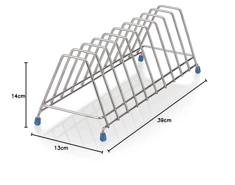 PUNO Stainless Steel Thali Rack Dish Rack Plate Stand Dish Stand Lid Holder Utensil Rack for Kitchen 10 Section Plate Rack - Image 3