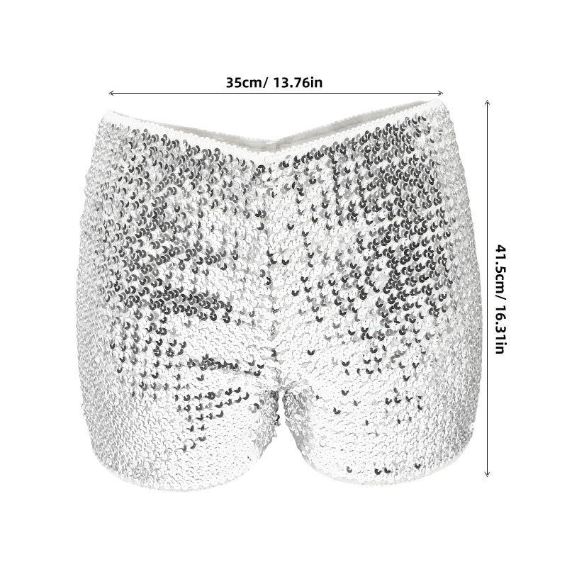 Fashion Hot Pants for Women Elastic Glitter Party Shorts for Night-Out Disco Party Sparkly Performance Costume for Dance Festival and Jazz - Image 3