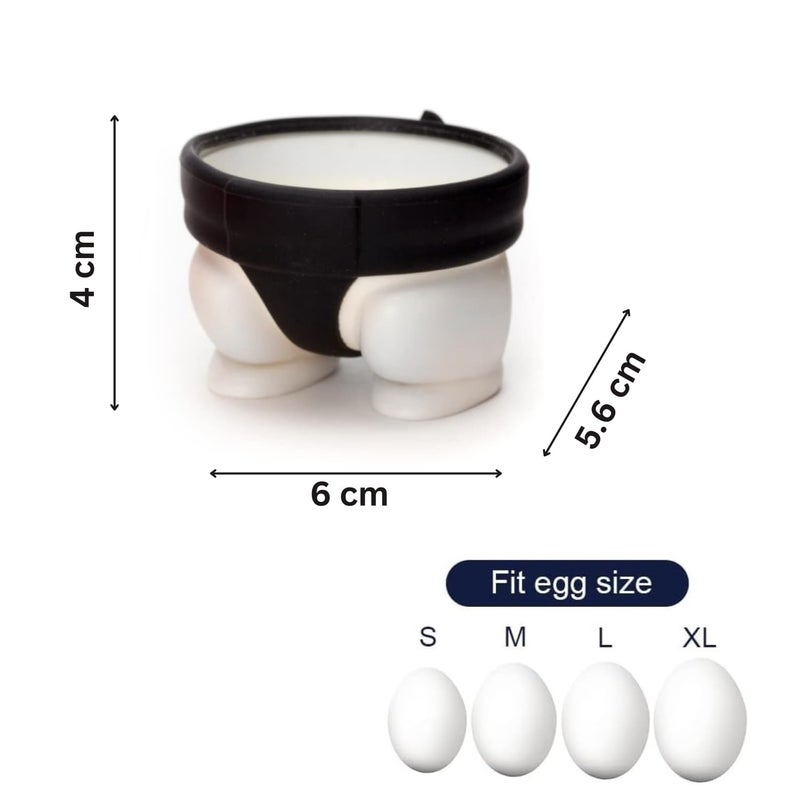 TASKHOUSE Soft or Hard Boiled Eggs Sumo Design Egg Cup Holders for Utensil Kitchen Decor (Set of 2) - Image 2