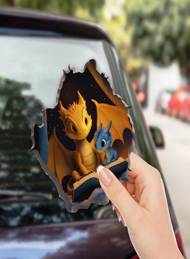 RABOWA Pack 4 Pcs 3D Dragon Reading in Hole Wall Sticker for Girls Boys Toddler Kids Room Bedroom Classroom Car Window Cute Stickers Waterproof Removable Vinyl Decals Home Accessories - Image 4