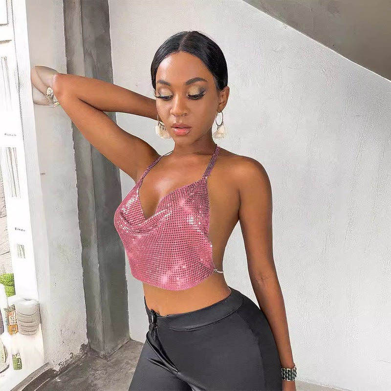 Supply Wish Best-Selling Metal Sequin Sleeveless Sling Yy1422 - Image 3
